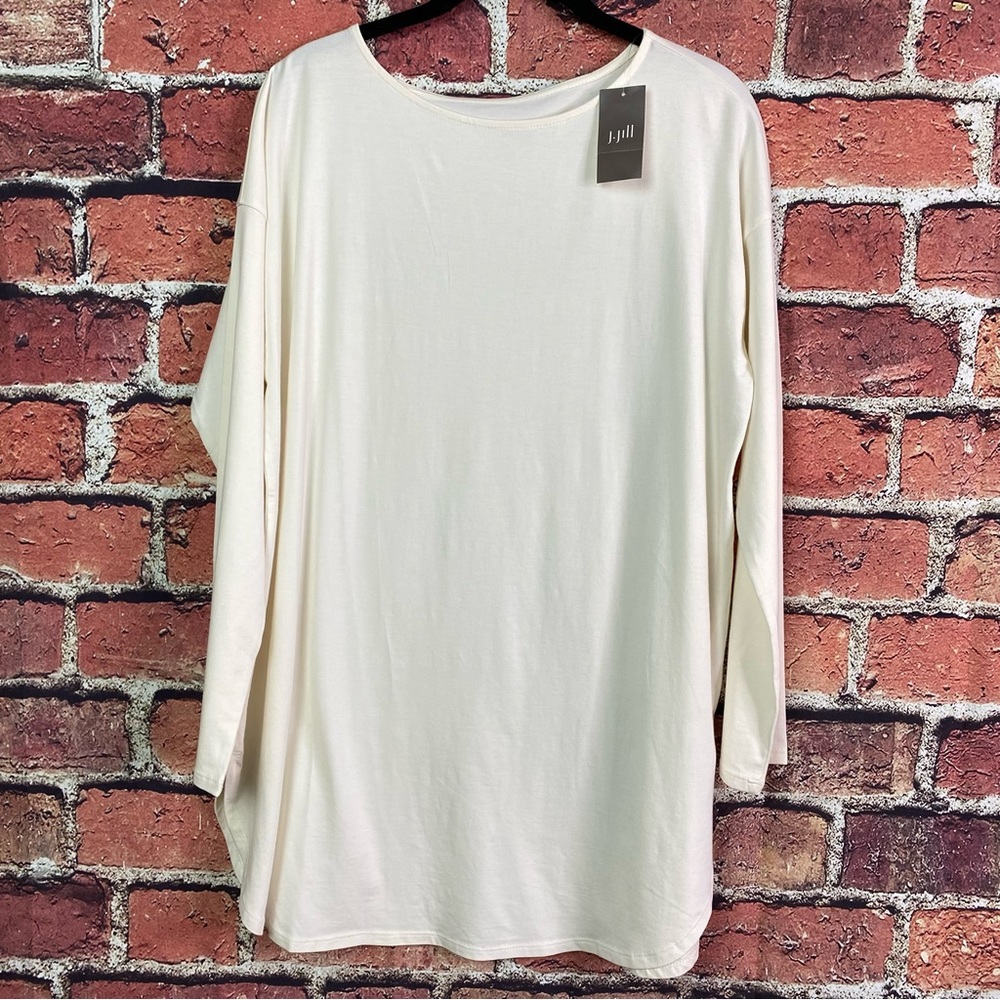 J. Jill Cream Long Sleeve Luxe Supima Cotton Tunic Med NEW NWT